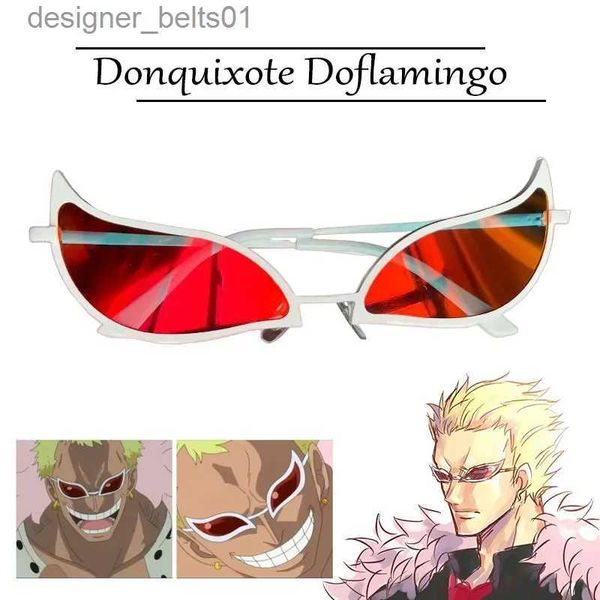 Óculos de sol Moda de alta qualidade Donquixote Doflamingo Cosplay Glasses Anime Halloween PVC Sunglasses Men Women Funny Christmas Giftl231218