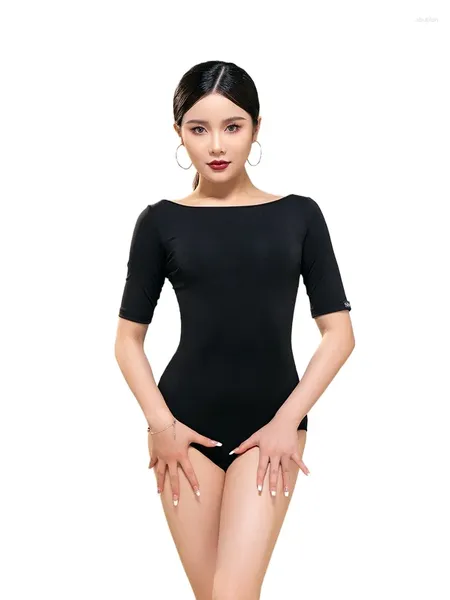 Bühnenkleidung 2023 Latin Dance Leotard Damen Erwachsene Kurzarmkleidung Top Professional L1245