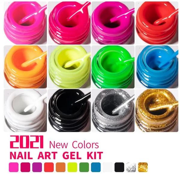 Gel Qualidade de gel 12 Cores da unha Gel Gel Gliter Paint Gel Conjunto