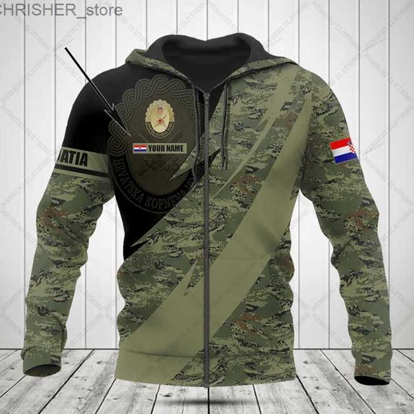 Taktische Jacken Anpassen Kroatien Camouflage Zipper Hoodies Lose Unisex Oversize Sweatshirts Winter Casual Streetwear Tops PulloverL231218