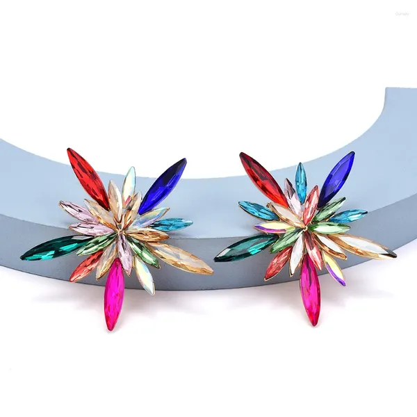 Brincos pendurados vintage geométrico colorido cristal strass estrela para mulheres joias de declaração da moda atacado
