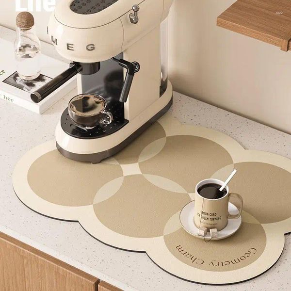 Tappetini da tavolo Rubinetto della cucina Tappetino da caffè Tappetino stampato Tappeto per lavandino del bagno Scarico super assorbente Antiscivolo Paraspruzzi Asciugatura del piano di lavoro