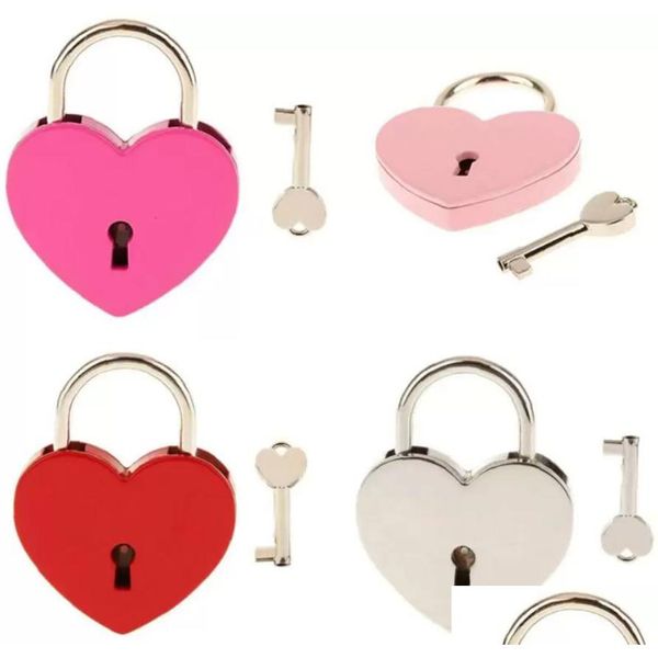 Serrature per porte 7 colori a forma di cuore serratura concentrica in metallo Mitcolor chiave lucchetto palestra kit di attrezzi pacchetto serrature per porte materiali da costruzione Drop Deli Dhw2M