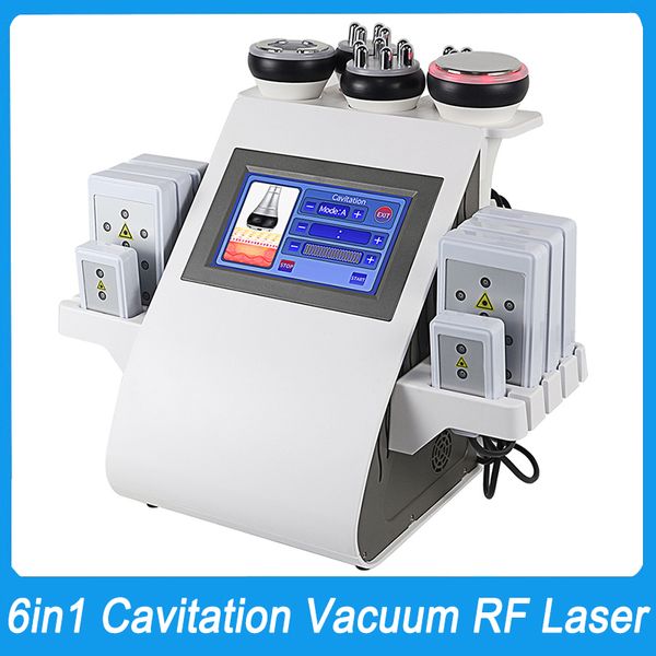 Pro 6 em 1 40K Cavitação RF Vácuo Laser Emagrecimento Máquina de beleza Radiofrequência Ultrassônica Queima de gordura Aperto de pele Levantamento facial Modelagem corporal Escultura