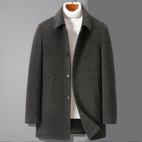Inverno de alta qualidade lã trench coat masculino, jaquetas de lã masculina para baixo forro engrossar casaco quente moda masculina para baixo jaqueta