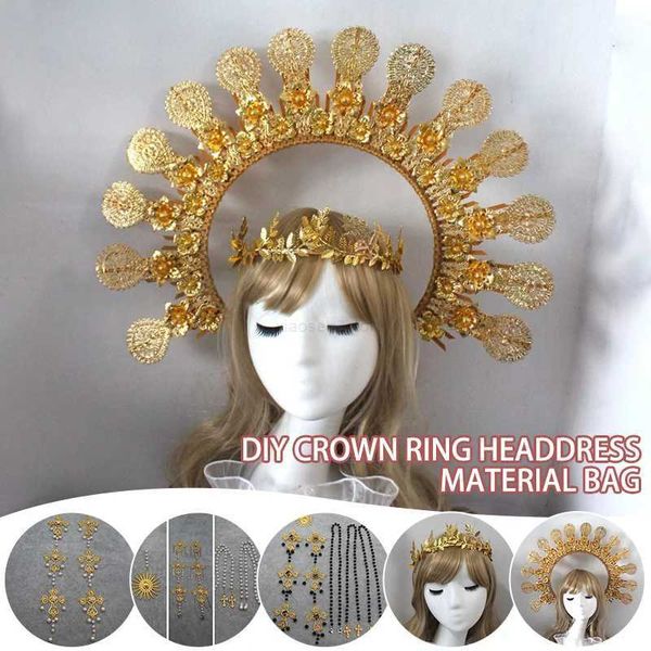 Copricapo Accessori per capelli Fascia barocca Materiale fai da te Gotico Lolita Corona Fascia Splendida Chiesa vintage Maria Dea del sole Diademi Copricapo fai da teL231218