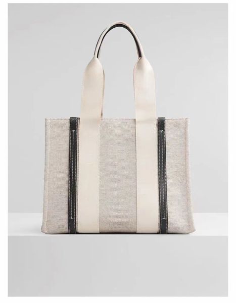 Borsa a tracolla semplice Borse da sera a righe con stampa di lettere Tote di grande capacità in tela Borsa casual giapponese per la spesa per le donne