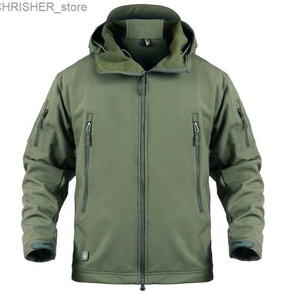 Jaquetas táticas Mege Marca Roupas Homens Jaqueta Militar Exército dos EUA Tactical Sharkskin Softshell Outono Inverno Casacos Camuflagem Jaqueta e Casaco L231218