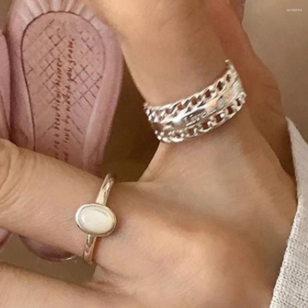 Кольца кластера BF CLUB, кольцо из стерлингового серебра 925 пробы для женщин, кружево с овальным камнем, простое открытое винтажное кольцо ручной работы с аллергией, вечерние подарок на день рождения