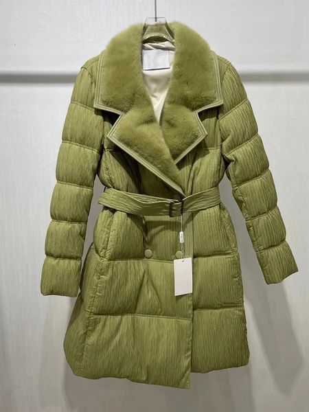 Donna Giù Parka Inverno Caldo Donna Vera pelliccia di visone naturale Collo Cappotti d'oca Piumini Cappotto spesso Capispalla femminile 231218