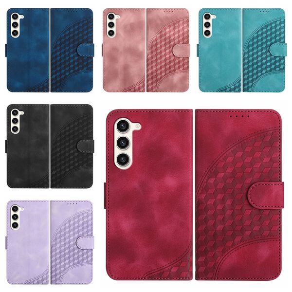 Capa carteira de couro Sqaure Cube para Samsung S24 Ultra S23 FE Plus S22 A15 A05S A05 A54 A34 A24 A14 A13 Suporte para slots de cartão de identificação Flip Cover Business Alça de bolsa magnética