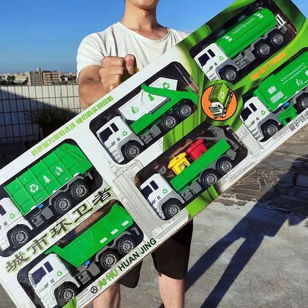 Auto elettrica RC per bambini grande giocattolo sprinkler set può spruzzare camion della spazzatura spazzare città servizi igienico-sanitari vigili del fuoco ragazzi giocattoli educativi 231218