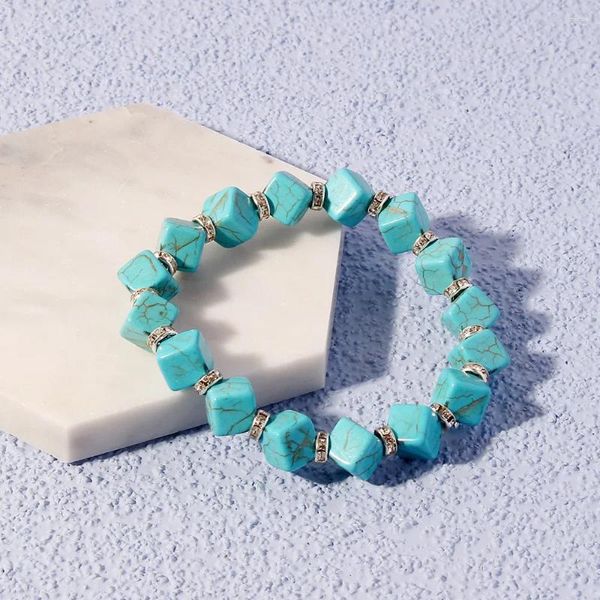 Strand Bohemian Turquoises Breads Bracelets for Women Reiki Nature Stone Stone Cubinder Jóias de Cura Irregular