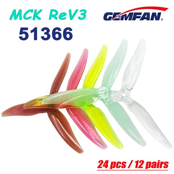 Andere Spielzeuge 24 Stück 12 Paare Gemfan 51366 5 Zoll 3 Blatt Tri Blade Propeller Requisiten FPV Bürstenloser Motor für Renndrohne 5 Farben 51 6 231218