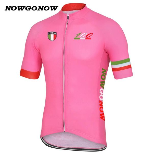 Oberteile NOWGONOW Herren Team 2017 Radtrikot Pink Rose Leader Tour de Italy Champion Kleidung Fahrradbekleidung Flaggenstil Pro Racing Reiten MTB