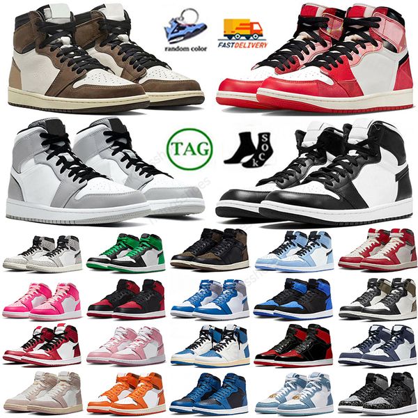 Scarpe da basket moda Uomo Donna Con Box Jumpman 1s 1 Jodens Golf Olivea Royal Reimagined Panda Satin Bred Fierce Pink Scarpe da ginnastica Designer Brand Sport Sneakers