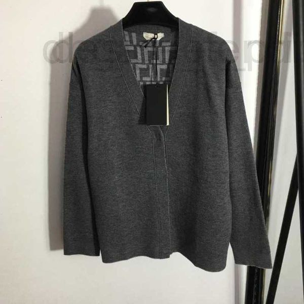 Suéteres femininos Designer marca mulheres cardigan suéter duplo F letra V-pescoço manga comprida de malha botão escondido casaco de alta qualidade roupas femininas EQIK E27F