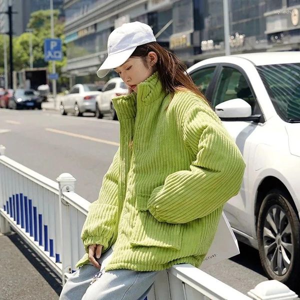 Trench da donna 2023 Giacca invernale da donna Velluto a coste Cappotto con zip oversize Ragazza Harajuku Parka Abbigliamento per amanti coreani Moda Streetwear