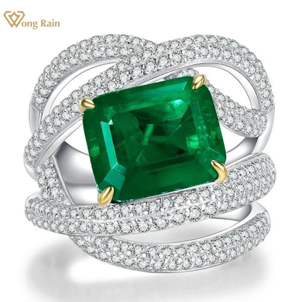 Anillos de boda Wong Rain Luxury Vintage 925 Sterling Silver 5CT Emerald Gemstone Cockatail Party Ring para mujeres Regalos Joyería fina al por mayor 231218