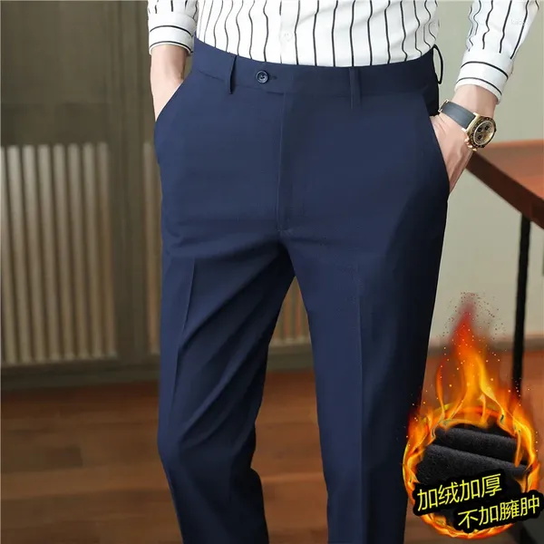 Abiti da uomo Pantaloni eleganti da uomo Pantaloni formali caldi e spessi di alta qualità Autunno Inverno Pantaloni eleganti casual di grandi dimensioni slim fit 42