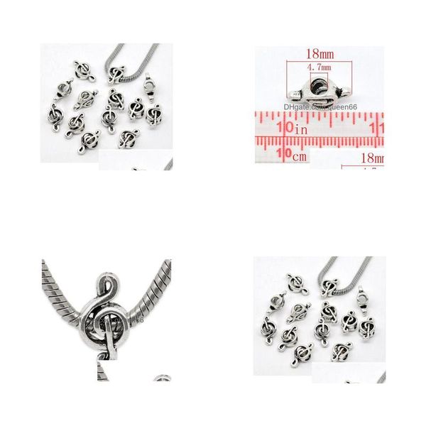 Legierung 100 Teile/los Antike Splitter Legierung Große Loch Musik Note Spacer Perlen Charms Für Schmuck Diy Machen 9X18mm Loch 4,5 Mm Drop Lieferung Je Dhequ