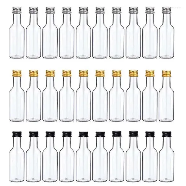 Bottiglie di stoccaggio 20 pezzi Mini liquore 50 ml Spirito di plastica Tappi argento/oro/nero Alcool S