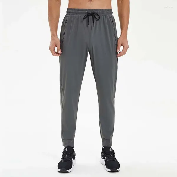 Pantaloni da uomo L e logo Sport Fitness Resistenti all'usura Asciugatura rapida Elevata elasticità Traspirante Sensazione di freddo Gamba in seta di ghiaccio