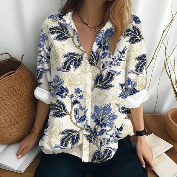 Kadın bluzları lüks tasarım Avrupa vintage çiçek baskısı bluz kadın ziyafet akşam parti üstleri zarif uzun kollu düğme aşağı ofis