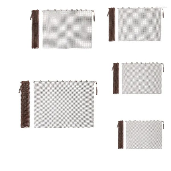Cortina LJL-Tela de malha para lareira, 2 pacotes, proteção contra faísca, painel de fogo de metal com puxadores para lareira doméstica