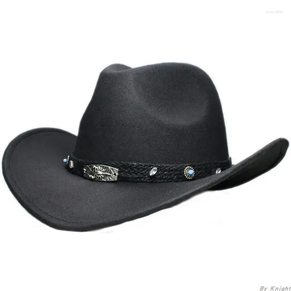 Berretti A157 Cappelli stile Fedora e borsalino in lana maschile Genitore e bambino Cappello da cowboy retrò occidentale a tesa larga Stile college Bombetta regolabile