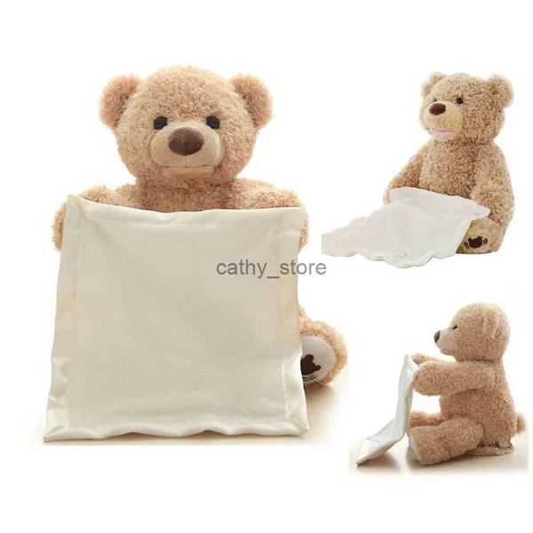 Плюшевые куклы Cute Bear Hide Play Seek Toy Чучела животных Говорящая музыка Застенчивый медведь Электрический музыкальный Peekaboo Bears 33 см День рождения Рождественский подарокL231218