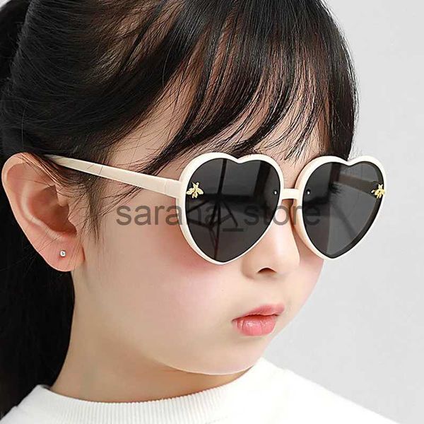 Sonnenbrille Mode Marke Herz Kinder Sonnenbrille 2023 Neue Kinder Nette Rosa Cartoon Biene Sonnenbrille Mädchen Jungen Baby Gradienten Brillen j231218