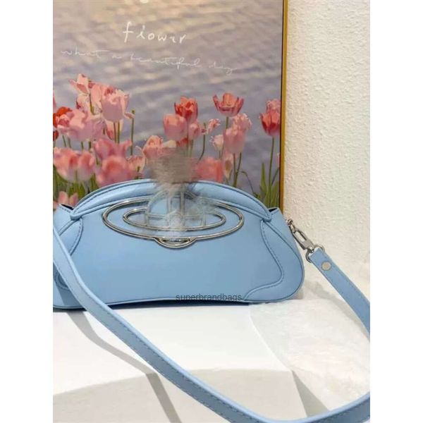 Designers Vivienne Imperatriz Dowager Saturn Blue Crescent Bag Os internautas do mesmo estilo Bolsa submarina grande moda e versátil ombro único Crossbody for wome