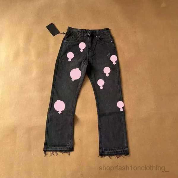 Chromees Hearts Lila Jeans Herren Designer Make Old Washed Chrome Gerade Hose Herzdrucke für Damen Herren Lässig Lang Stil 73