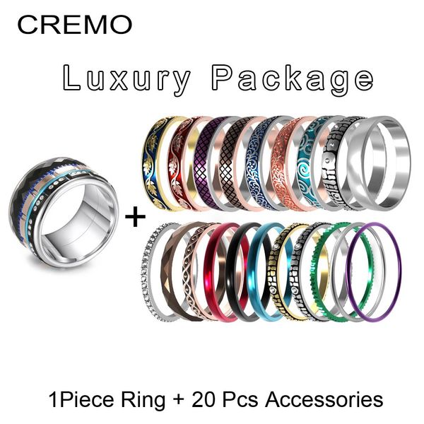 Bandringen Cremo emaille ringen staal Bague combinatiering voor vrouwen Vintage blad verwisselbare persoonlijkheid Acier Ringen Anel Qnillos 231218