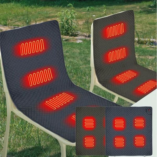 Halılar 4 ısıtmalı alanlar kamp sandalyesi yastık portatif ısıtma paspası 3 ayarlanabilir sıcaklık tipi C/usb kış için şarj