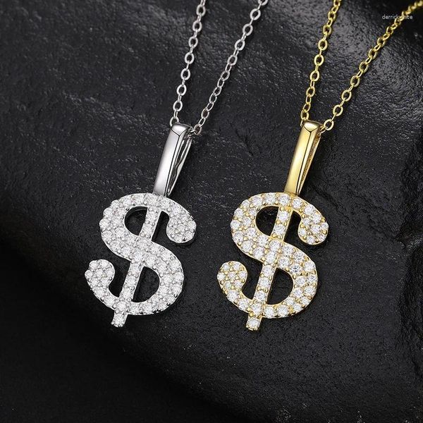 Kettingen Hip Hop 925 Sterling Zilveren Dollar Volledige Moissanite Hanger Ketting Voor Vrouwen Mannen 18k Vergulde Mosan Diamant Geld kettingen