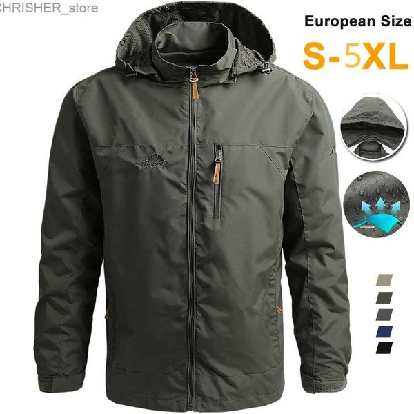 Jaquetas táticas Windbreaker Men Tactical Jacket Impermeável Ao Ar Livre Casaco Com Capuz Esportes Militar Europeu Tamanho S-7XL Campo Escalada Fina OutwearL231218