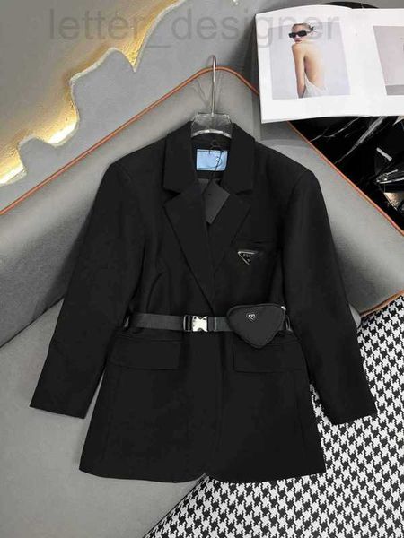 Женские куртки дизайнерской роскошиНовый универсальный стиль Pra для поездок на работу, уменьшающая возраст сумка, поясной ремень, свободное и утягивающее пальто для костюма BWOQ
