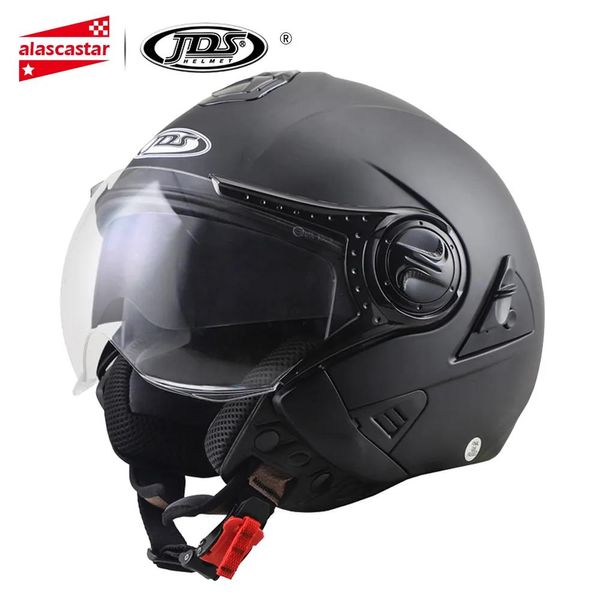 Kasklar JDS Motosiklet Kask Çift Lens Moto Kask Açık Yüz Motosiklet Yarış Kapalı Yol Casco Moto Capacete Siyah