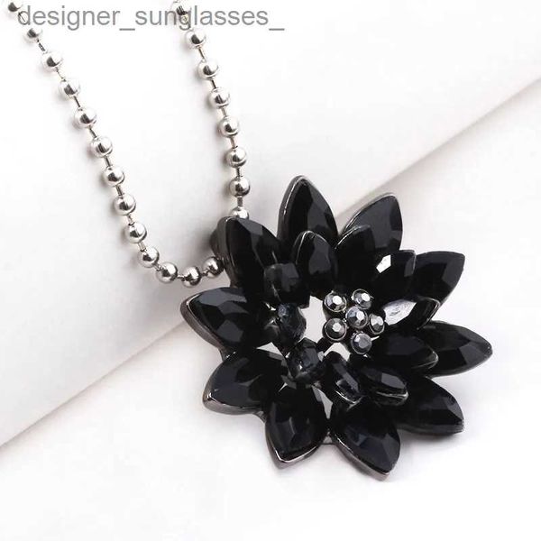 Anhänger Halsketten Michel Jone Black Dahlia Halsketten Vintage Blumenkristall Kupferlegierung Anhänger Halskette mit Perlen Kette Schmuck Filmfans GeschenkL231218