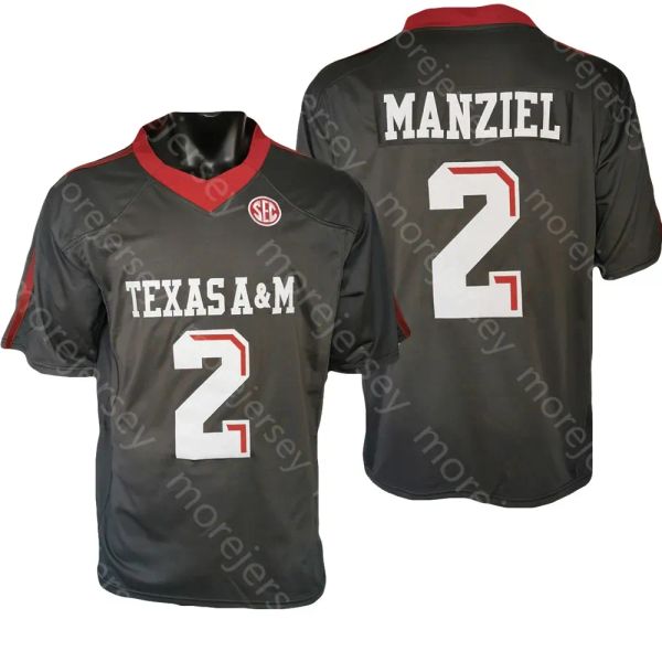 Maglia da calcio PERSONALIZZATA NCAA College Texas AM Aggies Johnny Manziel Nera Taglia S-3XL Ricamo tutto cucito