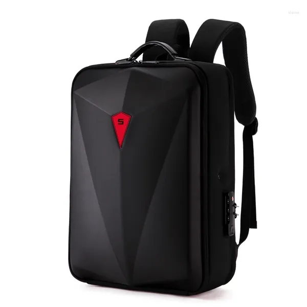 Mochila masculina 15/17 Polegada mochilas para portátil negócios estudante universitário à prova dwaterproof água anti-roubo saco de casca dura carregamento usb externo