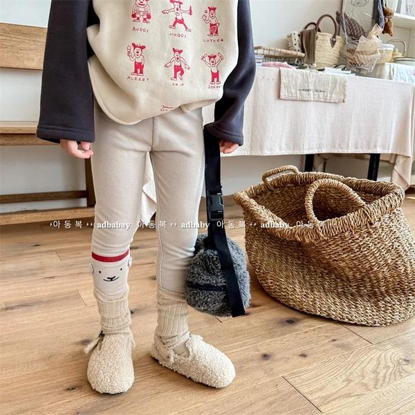 Hosen Winter Baby Fleece Leggings Baumwolle Säugling Kleinkind Cartoon Print Casual Hosen Plus Samt Dicke Kinder Mädchen Warme