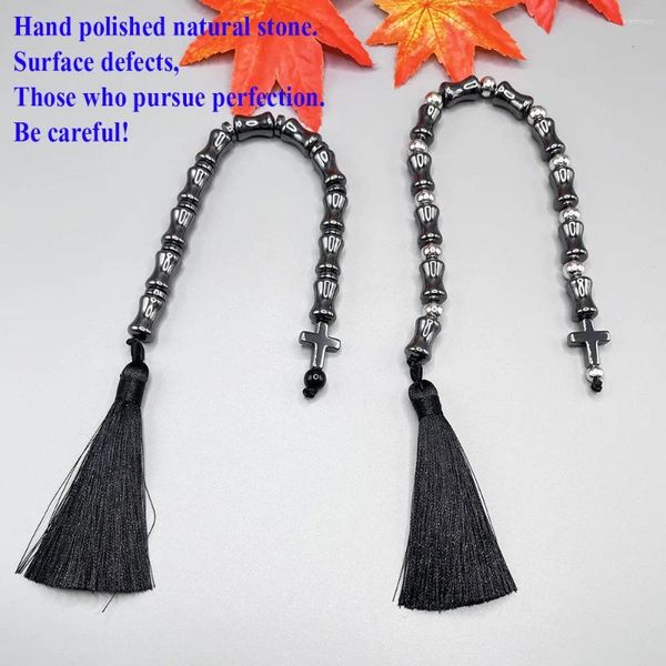 Braccialetti con ciondoli NJ31 Rosario in acciaio inossidabile nappa magnetica ematite può ruotare flip portare salute preghiera cambiando meditazione