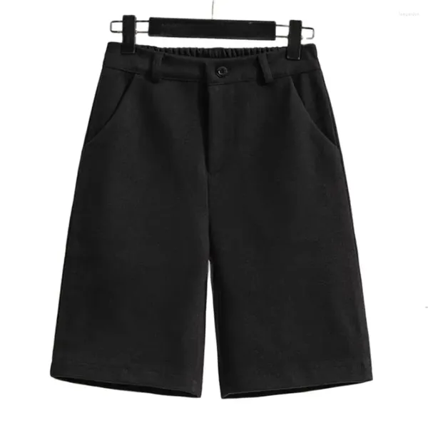 Frauen Hosen Frauen Feste Woll Casual Shorts Herbst Winter Gerade Kurze Bermuda Weibliche Warme Lose Stiefel Knielangen Frühling