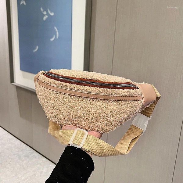 Taille Taschen Mädchen Plüsch Tasche Mode Fanny Pack Wolle Cross Body Für Frauen Brust Gürtel Telefon