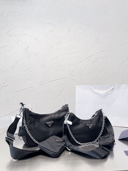 Borsa di design borse di lusso portafoglio per sacchetto hobo 3 pezzi set borse a tracota manico a catena rimovibile mantello con cerniera staccabile re edizione nylon gust abilita borsa