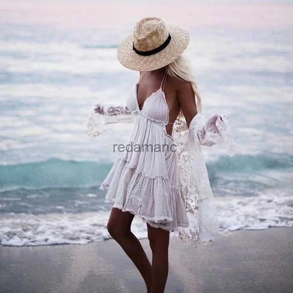 Grundlegende Freizeitkleider Sommer Neckholder Boho Kleid 2023 VERGOODR Frauen Schnürung Rückenfrei Strand Sommerkleid Sexy Ballkleid Hippie Bohemian Tube Kleider Robe YQ231218