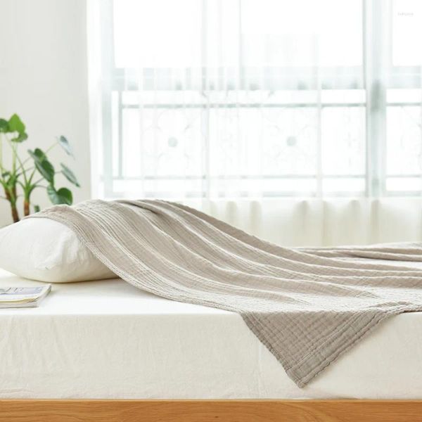 Одеяла Трехслойное тканое хлопковое полотенце из пряжи Одеяло Готовый продукт Стиранная обработка Мягкое, приятное для кожи, впитывающее, дышащее